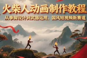 火柴人动画制作教程:从拳脚设计到武器运用,国风短视频新赛道