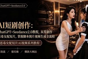 AI短剧创作：ChatGPT+Seedance2.0教程，从零制作恶毒女配角短片短剧 流量视频，掌握脚本图片视频生成全流程
